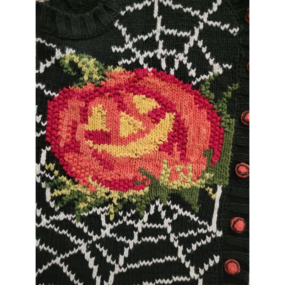 Vintage Tiara Cottage Embroidered Knit Sweater Vest Halloween Women's Large 90's - Picture 4 of 9